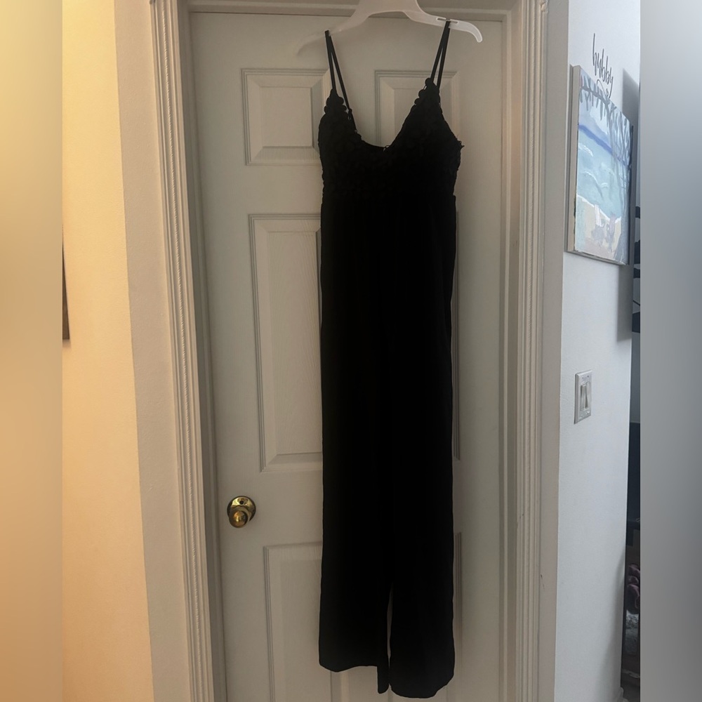 Black Lace-Trim Long Slip Nightgown - Women's Intimates